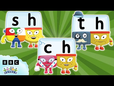 📖 SH CH and TH- Letter Teams with Alphablock H 📖 | Learn to Read and Spell | Alphablocks