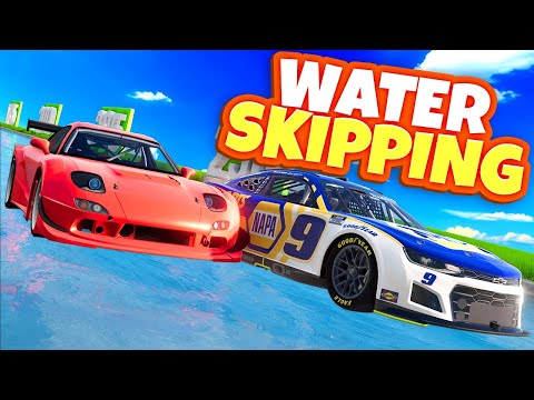 Skipping RIDICULOUS Cars Across Water Challenge in BeamNG Drive Mods!