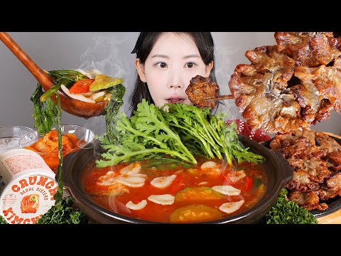 쫀득바삭🌟 얼큰 뜨끈 감자김치수제비🔥 바삭한 도래창 먹방 [eating show] mukbang korean food