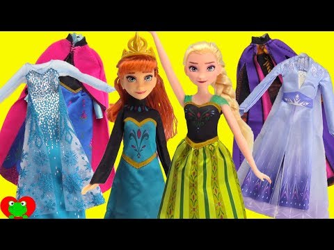 Frozen 2 Anna and Elsa Fashion Dolls 6 Mix and Match Outfits