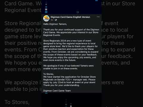 #DigiSpotlight Bandai Acknowledged the Store Regionals Fiasco! #DigimonCardGame #DigimonTCG #Shorts