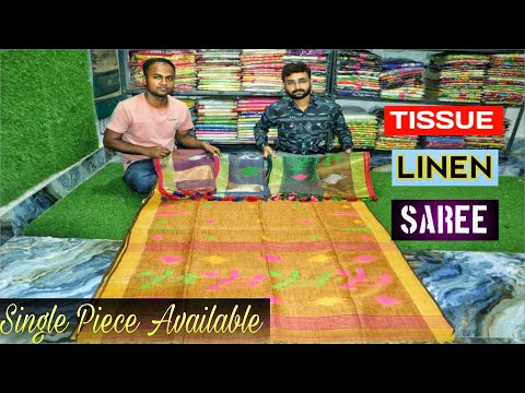 Tissue Linen, Gini Khadi, Linen, Pure Tussar, Bd Cotton, 120 Count Mul Cotton, Ikkat Khadi Saree