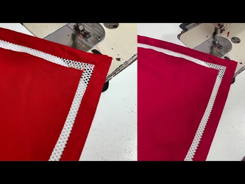 How to attach  inserter lace on corner || joint लेस कैसे लगाए कॉर्नर पर सूट और दुपट्टे में