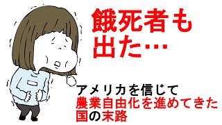 アメリカを信じて農業自由化を進めた国の末路！って、日本のことだ。