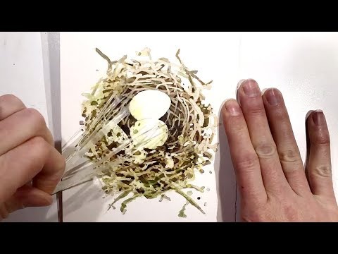 How to Layer Masking Fluid to Make a Watercolor Painting of a Nest