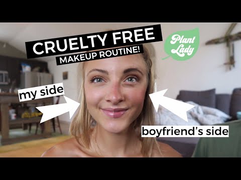 DIY HYALURONIC ACID SERUM | GLOWING MAKEUP TUTORIAL + BF TRIES TO COPY MAKEUP! VEGAN + CRUELTY FREE