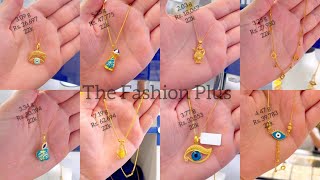 Latest light Weight 22k Gold Chain-Pendant Necklace Designs with WeightPrice