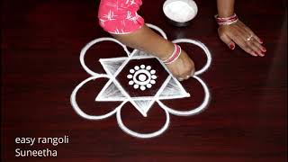 Amazing Star rangoli & kolam designs by Suneetha || easy 3 dots daily rangoli muggulu