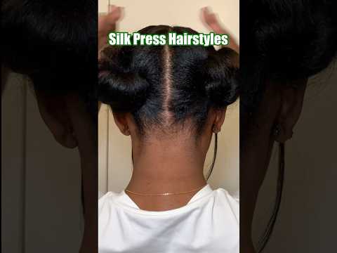 Silk Press Hairstyles ✨( 2 spiked buns)❤️ #bunstyles #silkpress #shorts #youtubeshorts