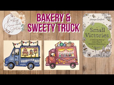 Colour along in Johanna Basford small victories ~ Bakery & Sweety Trucks