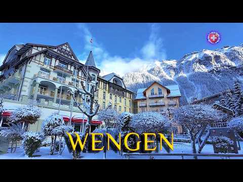 WENGEN SWITZERLAND ✨ High mountain snowy village Walking tour 4K