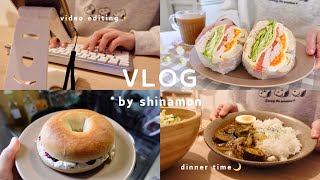 【vlog】サラダチキンと卵のサンドイッチを作って動画編集する日常🥪🌼IKEA購入品紹介🇸🇪なすとひき肉のカレー、ポテトサラダ、牛肉キムチチゲ、etc.｜自炊記録｜食事vlog｜30代