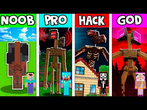 NOOB vs PRO vs HACKER vs GOD : SIREN HEAD MOB CHALLENGE in Minecraft! (Animation)