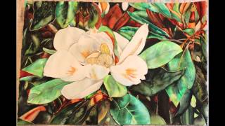 Magnolia Watercolor Painting In Progress by Heather Torres Art