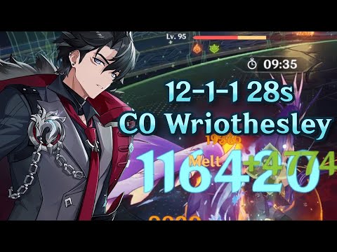 C0 Wriothesley R5 Widsith melts Seahorse in 28s! | 4.1 Spiral Abyss 12-1-1