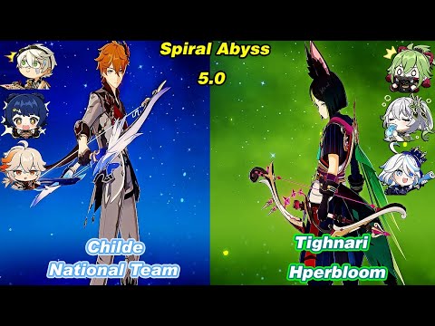 (5.0) C0 Childe National Team & C1 Tighnari Hyperboom Spiral Abyss Floor 12 Full Star