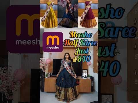 Meesho లో Half Saree అదుర్స్✨#shorts #halfsarees #meesho #saree #langavoni #trending #yt #ytviral