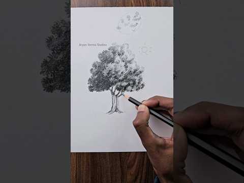 How to draw tree with pencil ✏️ : tutorial #shorts