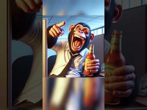 🐵 Chimp's Hilarious Office Food Pranks 🍔🔥#funnyanimals #cartoon #prank