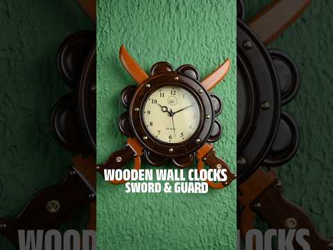 Wooden Wall Clock | Sword & Guard Design | Rose Wood Handcrafted Masterpiece