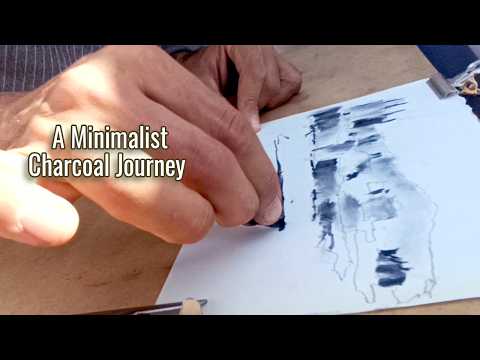 Capturing Desert Tranquility in Charcoal: A Minimalist Drawing Journey