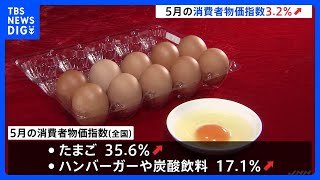 【速報】5月の全国消費者物価指数「3.2％」上昇　生鮮食品除く食料は47年ぶり歴史的上昇幅に｜TBS NEWS DIG