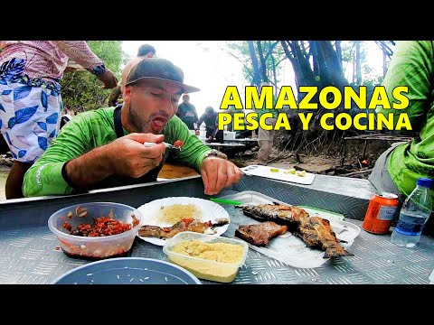 Fishing and cooking in the AMAZON, playing with DOLPHINS and fishing for many species. urban fishing