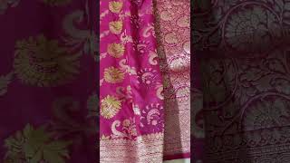 Handloom Woven Sunset Pink Banarasi Khaddi Katan Meenakari Border Silk Saree