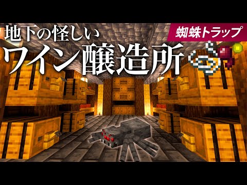 【経験値GET】地下スポナーで蜘蛛トラップ建築！怪しいワイン醸造所🍷【マイクラ / マインクラフト / minecraft】19