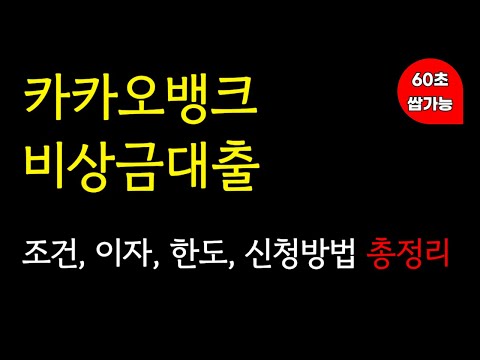 카카오뱅크 비상금 대출 60초면 대출 신청 가능한곳!