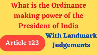 What is Ordinance making power of the President of India/Article 123 of Indian Constitution in Hindi