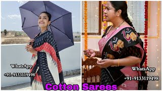 #summercotton #cottonsarees #ikkatcotton Mercerised Cotton Sarees Online