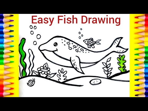 HOW TO DRAW A FISH EASY. #fishdrawing, #fishdrawingforkids, @lovuart.