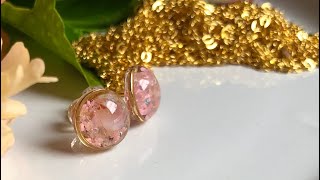 Create a UV Resin Blush Pink Bloom Crystal Stud Earrings #handmade #diy #jewelry