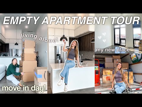 MOVING VLOG! 📦 empty apartment tour, cleaning, organizing, unpacking, living alone