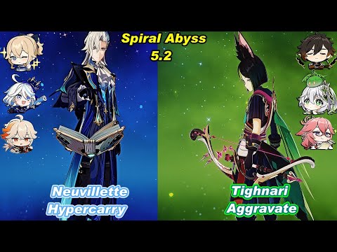 (5.2) C0 Neuvillette Hypecarry & C1 Tighnari Aggravate  Spiral Abyss Floor 12 Full Star