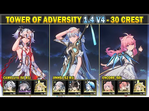 Tower of Adversity 1.4 Phase 4 - 30 Crest - Jinhsi, Camellya, Encore | Wuthering Waves