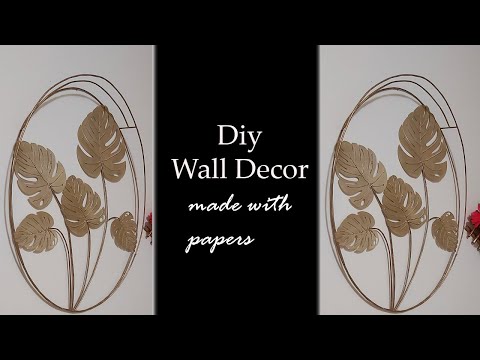 DIY Wall decor made with Papers l l Monstera leaf wall decor for Living room