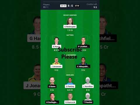 BH-W vs ST-W Dream11 Prediction | Dream11 team of today match | WBBL 2024