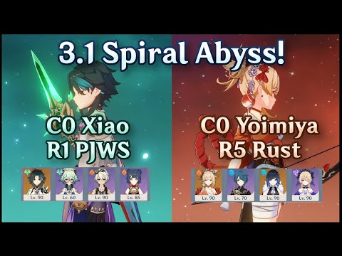 C0 Xiao R1 PJWS + C0 Yoimiya R5 Rust | 3.1 Spiral Abyss Floor 12 | 9 Stars Continuous