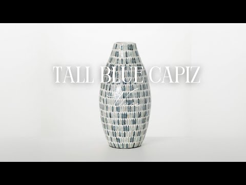 Tall Blue Capiz Vase