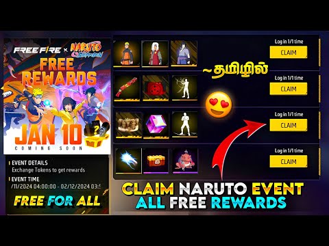 🔥 Claim Free Rewards in Free Fire x Naruto Collaboration 🎁ff Naruto Collab All Free Rewards in Tamil