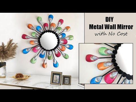 Zero Cost Metal Wall Mirror l l DIY Wall decorating idea only with one Waste Materials l l