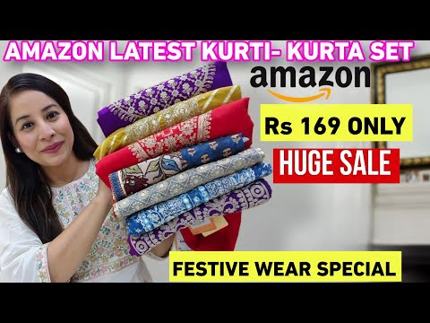 FestiveWear Special Amazon Kurti/Kurta set Haul Starting 169💛Embroidery/Sequence Designer kurta Set