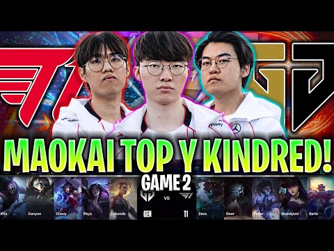 T1 DE FAKER SACA MAOKAI TOP Y KINDRED EN LA SEMIFINAL! | T1 vs GEN Game 2 SEMIFINAL WORLDS 2024 LVP