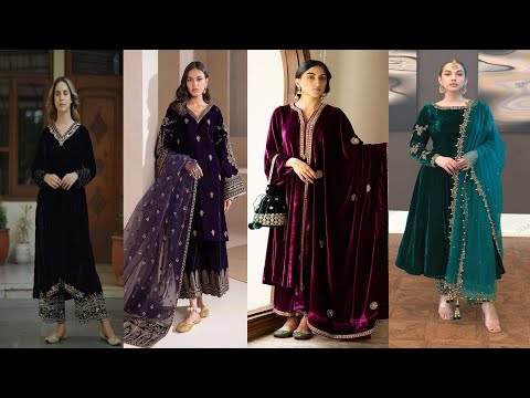 Simple velvet dress design 2025 for girls velvet dress Velvet suit Designs|Velvet dress designs