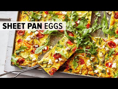 MEDITERRANEAN SHEET PAN EGGS | from my healthy meal prep cookbook!