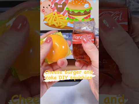 Cheese burger 🍔 and coke squishy diy with nano tape #follow #diy #nanotape #birthdaygift #1million