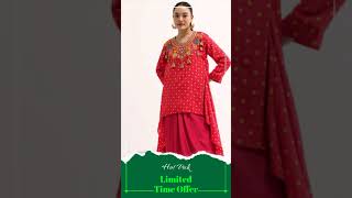 Red Embroidered Cotton Kurta Dhoti