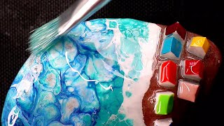 MUSIQUE RELAXANTE et peinture (POURING) sur galet #4 résine époxy